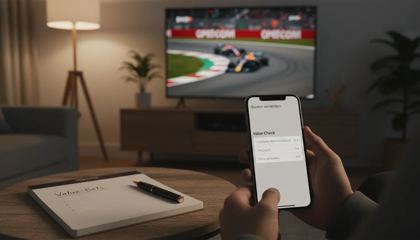 F1 Quoten verstehen: Quotenvergleich und Value Bets erkennen Formel 1 Quoten verstehen und Value Bets erkennen Quoten erzählen Geschichten. Sie verraten, wen die Buchmacher als Favoriten sehen, wo die Masse der Wetter ihr Geld platziert und – wenn du genau hinschaust – wo sich Chancen verbergen. Wer die Sprache der Quoten versteht, betritt das Spielfeld mit einem entscheidenden Vorteil. Die Zahl vor dem Komma ist mehr als ein Multiplikator für deinen potenziellen Gewinn. Sie enthält eine eingebaute Einschätzung der Wahrscheinlichkeit, einen Aufschlag für den Buchmacher und oft auch Informationen darüber, wie der Markt ein bevorstehendes Rennen bewertet. Diese Informationen herauszulesen erfordert keine Raketenwissenschaft, aber ein grundlegendes Verständnis der Mathematik dahinter. In diesem Artikel entschlüsseln wir die Mechanik der Wettquoten. Du lernst, verschiedene Quotenformate zu lesen und umzurechnen, die implizite Wahrscheinlichkeit hinter einer Quote zu berechnen und die Marge des Buchmachers zu identifizieren. Vor allem aber geht es darum, Value Bets zu erkennen – also Wetten, bei denen die Quote höher ist, als die tatsächliche Wahrscheinlichkeit rechtfertigt. Professionelle Wetter unterscheiden sich von Gelegenheitstippern nicht primär durch besseres Glück, sondern durch ihr Verständnis von Value. Sie wetten nicht auf den Fahrer, den sie mögen, sondern auf den Fahrer, dessen Quote in ihren Augen zu hoch liegt. Dieses Prinzip klingt einfach, aber seine konsequente Anwendung erfordert Disziplin und Übung. Die Formel 1 bietet für Quotenanalysen ein interessantes Feld. Die Zahl der realistischen Siegkandidaten ist begrenzt, die Informationen zu Teams und Fahrern fließen relativ frei, und die Buchmacher setzen ihre Quoten nicht immer mit der gleichen Präzision wie bei Mainstream-Sportarten. Wer diese Lücken findet, kann profitieren. Quotenformate erklärt Drei Sprachen, eine Bedeutung. In Europa dominieren Dezimalquoten, in Großbritannien und Irland herrschen fraktionale Quoten vor, und die USA verwenden ihr eigenes System mit Plus- und Minuswerten. Alle drei drücken dasselbe aus, nur in unterschiedlicher Darstellung. Wer international wettet oder englischsprachige Quellen nutzt, sollte die Umrechnung beherrschen. Dezimalquoten sind am intuitivsten. Die Zahl gibt an, wie viel du bei einem Einsatz von einem Euro zurückerhältst, inklusive deines Einsatzes. Eine Quote von 3.00 bedeutet: Bei einem Einsatz von 10 Euro erhältst du 30 Euro zurück, also 20 Euro Gewinn plus dein Einsatz. Die Rechnung ist simpel – Einsatz mal Quote gleich Auszahlung. In Deutschland, Österreich und der Schweiz sind Dezimalquoten Standard. Fraktionale Quoten drücken das Verhältnis von Gewinn zu Einsatz aus. Eine Quote von 2/1 bedeutet, dass du bei einem Einsatz von 1 Pfund 2 Pfund Gewinn machst, also 3 Pfund zurückbekommst. Die dezimale Entsprechung wäre 3.00. Eine Quote von 5/2 bedeutet 5 Pfund Gewinn bei 2 Pfund Einsatz, was 3.50 in Dezimalform entspricht. Die Umrechnung: Zähler geteilt durch Nenner plus eins ergibt die Dezimalquote. Amerikanische Quoten verwenden Plus- und Minuszeichen. Ein positiver Wert gibt an, wie viel Gewinn du bei einem Einsatz von 100 Dollar machst. +200 bedeutet 200 Dollar Gewinn bei 100 Dollar Einsatz, entsprechend einer Dezimalquote von 3.00. Ein negativer Wert zeigt, wie viel du einsetzen musst, um 100 Dollar zu gewinnen. -150 bedeutet, dass du 150 Dollar einsetzen musst, um 100 Dollar Gewinn zu erzielen – dezimal etwa 1.67. Die Umrechnung zwischen den Formaten ist mechanisch und erfordert keine besonderen Mathematikkenntnisse. Online-Rechner nehmen dir die Arbeit ab, aber das Prinzip zu verstehen hilft, Fehler zu vermeiden. Vor allem, wenn du Quoten aus verschiedenen Quellen vergleichst, musst du sicher sein, dass du Äpfel mit Äpfeln vergleichst. Ein praktischer Tipp: Stelle deinen Buchmacher auf Dezimalquoten ein, wenn du diese Option hast. Das Format ist am einfachsten zu lesen und zu rechnen. Die meisten europäischen Anbieter zeigen Dezimalquoten standardmäßig an, aber bei internationalen Plattformen musst du die Einstellung manchmal manuell vornehmen. Implizite Wahrscheinlichkeit berechnen Die Mathematik hinter der Zahl offenbart, wie wahrscheinlich der Buchmacher ein Ergebnis einschätzt. Diese sogenannte implizite Wahrscheinlichkeit ist der Schlüssel zum Verständnis jeder Quote. Die Formel ist denkbar einfach: 1 geteilt durch die Dezimalquote ergibt die implizite Wahrscheinlichkeit in Dezimalform. Multipliziere das Ergebnis mit 100, und du hast den Prozentwert. Ein Beispiel macht es greifbar. Max Verstappen steht vor einem Grand Prix bei einer Quote von 2.50. Die Rechnung: 1 ÷ 2.50 = 0.40, also 40 Prozent. Der Buchmacher schätzt Verstappens Siegchance also auf etwa 40 Prozent ein. Bei einer Quote von 1.50 wäre die implizite Wahrscheinlichkeit 66,7 Prozent, bei 5.00 nur 20 Prozent. Diese Rechnung funktioniert für jeden Markt und jede Quote. Eine Podiumsquote von 1.40 impliziert eine Wahrscheinlichkeit von rund 71 Prozent. Eine Head-to-Head-Quote von 1.90 deutet auf etwa 53 Prozent hin. Die implizite Wahrscheinlichkeit gibt dir einen Referenzpunkt, gegen den du deine eigene Einschätzung abgleichen kannst. Hier liegt der eigentliche Wert dieser Übung. Wenn du glaubst, dass ein Fahrer eine 50-prozentige Siegchance hat, die Quote aber eine implizite Wahrscheinlichkeit von nur 35 Prozent zeigt, dann ist die Quote zu hoch – aus deiner Sicht. Das bedeutet nicht automatisch, dass du recht hast. Aber es bedeutet, dass du eine Diskrepanz zwischen deiner Einschätzung und dem Markt identifiziert hast. Solche Diskrepanzen sind der Ausgangspunkt für Value Bets. Die Berechnung der impliziten Wahrscheinlichkeit hat eine Einschränkung: Sie berücksichtigt nicht die Marge des Buchmachers. Wenn du die impliziten Wahrscheinlichkeiten aller Kandidaten in einem Markt addierst, kommst du auf mehr als 100 Prozent. Dieser Überschuss ist die Marge – der eingebaute Vorteil des Buchmachers. Darauf gehen wir im nächsten Abschnitt ein. Für die praktische Anwendung genügt es, die implizite Wahrscheinlichkeit als Orientierungswert zu verstehen. Sie zeigt dir, wie der Markt die Chancen einschätzt, ohne dass du Quotenzahlen interpretieren musst. Statt zu sagen, dass eine Quote von 3.50 hoch oder niedrig klingt, kannst du sagen, dass der Markt die Wahrscheinlichkeit auf rund 29 Prozent taxiert. Das ist präziser und nützlicher. Ein schneller Trick für die Kopfrechnung: Bei einer Quote von 2.00 liegt die implizite Wahrscheinlichkeit bei 50 Prozent. Quoten unter 2.00 implizieren Wahrscheinlichkeiten über 50 Prozent, Quoten über 2.00 implizieren weniger. Mit diesem Anker im Kopf kannst du die meisten Quoten grob einordnen, ohne zum Taschenrechner greifen zu müssen. Die Buchmacher-Marge verstehen Der eingebaute Vorteil des Hauses heißt Marge, Vig oder Overround – je nachdem, wen du fragst. Das Prinzip ist simpel: Der Buchmacher setzt die Quoten so, dass die Summe aller impliziten Wahrscheinlichkeiten über 100 Prozent liegt. Dieser Überschuss ist sein Gewinn, unabhängig vom Ausgang des Rennens. Ein Beispiel verdeutlicht die Mechanik. Stell dir ein vereinfachtes Rennen mit nur zwei möglichen Siegern vor. Ohne Marge würden faire Quoten bei jeweils 2.00 liegen, wenn beide Fahrer eine 50-prozentige Chance haben. Die Summe der impliziten Wahrscheinlichkeiten wäre exakt 100 Prozent. Der Buchmacher setzt stattdessen beide Quoten auf 1.90. Die impliziten Wahrscheinlichkeiten betragen jeweils 52,6 Prozent, zusammen also 105,2 Prozent. Diese 5,2 Prozentpunkte sind die Marge. In der Formel 1 mit zwanzig Fahrern ist die Rechnung komplexer, das Prinzip aber identisch. Addiere die impliziten Wahrscheinlichkeiten aller Siegquoten, und du erhältst einen Wert über 100 Prozent. Typische Margen bei Rennsieger-Märkten liegen zwischen 5 und 15 Prozent, abhängig vom Buchmacher und der Popularität des Rennens. Bei Nischenmärkten wie Spezialwetten sind die Margen oft höher. Die Marge zu kennen hilft dir, Buchmacher zu vergleichen. Ein Anbieter mit einer Marge von 6 Prozent bietet im Durchschnitt bessere Quoten als einer mit 12 Prozent. Langfristig macht dieser Unterschied eine spürbare Auswirkung auf deine Ergebnisse. Bei hundert Wetten à 50 Euro reden wir von mehreren hundert Euro Unterschied in der erwarteten Rendite. Buchmacher mit niedrigen Margen haben oft andere Einschränkungen. Sie limitieren erfolgreiche Wetter schneller, haben engere Maximaleinsätze oder bieten weniger Märkte an. Es gibt keine perfekte Lösung, nur Abwägungen. Für Einsteiger ist ein Anbieter mit breitem Angebot und mittleren Margen oft praktischer als ein margenarmer Spezialist. Die Marge ist nicht dein Feind, aber du solltest sie kennen. Sie erklärt, warum du langfristig nicht gewinnen kannst, wenn du willkürlich wettest. Um die Marge zu schlagen, brauchst du einen echten Informationsvorteil – bessere Einschätzungen als der Markt. Das ist möglich, aber es erfordert Arbeit und Disziplin. Value Bets erkennen Wo liegt der echte Wert? Diese Frage trennt professionelle Wetter von Hobbyspielern. Ein Value Bet liegt vor, wenn die Quote höher ist, als deine eigene Einschätzung der Wahrscheinlichkeit rechtfertigt. Du wettest nicht auf den wahrscheinlichsten Ausgang, sondern auf die beste Quote im Verhältnis zur Wahrscheinlichkeit. Das Konzept widerspricht der Intuition vieler Einsteiger. Der natürliche Impuls ist, auf den Favoriten zu setzen – der gewinnt schließlich am häufigsten. Aber der Favorit hat auch die niedrigste Quote. Wenn seine Quote so niedrig ist, dass sie die tatsächliche Gewinnwahrscheinlichkeit unterschätzt, ist die Wette kein Value. Du gewinnst zwar öfter, aber die Gewinne sind so klein, dass die Verluste nicht kompensiert werden. Umgekehrt kann ein Außenseiter Value bieten, auch wenn er wahrscheinlich nicht gewinnt. Wenn du die Siegchance eines Fahrers auf 15 Prozent schätzt, die Quote aber einer impliziten Wahrscheinlichkeit von nur 8 Prozent entspricht, ist das ein Value Bet. Du verlierst diese Wette meistens, aber wenn du oft genug gewinnst, übersteigen die Gewinne die Verluste – langfristig. Das Schlüsselwort ist langfristig. Value Bets garantieren keine Einzelgewinne. Sie garantieren, dass du bei wiederholten Wetten mit positivem Erwartungswert irgendwann vorne landest. Die Varianz kann brutal sein. Du kannst zehn Value Bets hintereinander verlieren, obwohl jede einzelne mathematisch korrekt war. Das gehört zum Spiel. Die Schwierigkeit liegt in der eigenen Einschätzung. Wie bestimmst du, ob ein Fahrer eine 15- oder eine 20-prozentige Siegchance hat? Es gibt keine objektive Antwort. Du musst Informationen sammeln, analysieren und zu einer begründeten Meinung kommen. Trainingsdaten, historische Ergebnisse, Streckencharakteristiken, Wetterbedingungen, Teamstrategien – all das fließt ein. Der Vergleich mit dem Markt ist ein guter Startpunkt. Wenn alle großen Buchmacher einen Fahrer bei etwa 4.00 listen und du glaubst, seine Chance liegt bei 30 Prozent (fair wäre dann 3.33), dann ist 4.00 ein Value Bet. Aber Vorsicht: Der Markt ist nicht dumm. Wenn deine Einschätzung stark vom Konsens abweicht, solltest du prüfen, ob du etwas übersiehst. Value Bets entstehen typischerweise in Situationen, die der Markt unterschätzt. Ein Fahrer, der in den letzten Rennen schlecht abgeschnitten hat, aber dessen Auto über das Wochenende verbessert wurde. Ein Außenseiter auf einer Strecke, die seinem Fahrstil entgegenkommt. Ein Favorit, dessen Teamkollege Probleme hat und dessen Strategie darunter leiden könnte. In solchen Szenarien hinkt der Markt manchmal der Realität hinterher. Value berechnen – Schritt für Schritt Von der Schätzung zur Zahl führt eine einfache Rechnung. Der Expected Value – kurz EV – gibt an, ob eine Wette langfristig profitabel ist. Die Formel: EV = (Wahrscheinlichkeit × Gewinn) − (Gegenwahrscheinlichkeit × Einsatz). Ein positiver EV bedeutet Value, ein negativer nicht. Konkret durchgerechnet: Du schätzt die Siegchance eines Fahrers auf 25 Prozent. Die Quote liegt bei 5.00. Bei einem Einsatz von 10 Euro beträgt der potenzielle Gewinn 40 Euro (50 Euro Auszahlung minus 10 Euro Einsatz). Die Rechnung: (0.25 × 40) − (0.75 × 10) = 10 − 7.50 = 2.50 Euro. Der positive EV von 2.50 Euro pro 10-Euro-Wette zeigt: Hier liegt Value. Dieselbe Wette mit einer Quote von 3.50 sieht anders aus. Der potenzielle Gewinn wäre 25 Euro. Die Rechnung: (0.25 × 25) − (0.75 × 10) = 6.25 − 7.50 = −1.25 Euro. Negativer EV, kein Value. Die Quote ist zu niedrig für deine Wahrscheinlichkeitseinschätzung. Die faire Quote für eine Wahrscheinlichkeit lässt sich direkt berechnen: 1 geteilt durch die Wahrscheinlichkeit in Dezimalform. Bei 25 Prozent (0.25) ist die faire Quote 4.00. Jede Quote darüber bietet Value, jede darunter nicht. Das ist die Kurzform der EV-Rechnung für schnelle Entscheidungen. Die Krux bleibt die Wahrscheinlichkeitsschätzung. Kein Formel-1-Rennen lässt sich mit absoluter Sicherheit vorhersagen, und jede Prozentangabe ist eine Annäherung. Die Berechnung hilft dir, deine Intuition zu überprüfen und in konkrete Zahlen zu übersetzen. Wenn du dich nicht traust, eine Wahrscheinlichkeit zu benennen, solltest du vielleicht noch nicht auf dieses Rennen wetten. Quotenvergleich zwischen Buchern 10 Prozent mehr Gewinn – ohne bessere Tipps. Das ist das Potenzial eines konsequenten Quotenvergleichs. Verschiedene Buchmacher setzen unterschiedliche Quoten für denselben Ausgang, und die Differenzen können erheblich sein. Wer immer beim selben Anbieter wettet, verschenkt auf lange Sicht bares Geld. Die Unterschiede entstehen aus verschiedenen Gründen. Jeder Buchmacher hat sein eigenes Modell zur Quotenberechnung, unterschiedliche Kundenstämme und unterschiedliche Margen. Manche Anbieter spezialisieren sich auf bestimmte Sportarten und bieten dort schärfere Quoten an. Andere haben ein breites Publikum und kalkulieren konservativer. Das Ergebnis: Für denselben Fahrer findest du bei einem Buchmacher 3.20, beim anderen 3.50. Bei einer einzelnen Wette mag der Unterschied von 0.30 Punkten vernachlässigbar wirken. Aber rechne hoch: Bei einem Einsatz von 50 Euro bedeutet das 15 Euro mehr Auszahlung im Gewinnfall. Über eine Saison mit 50 Wetten summieren sich diese Unterschiede auf dreistellige Beträge – vorausgesetzt, du triffst regelmäßig. Der Multi-Buchmacher-Ansatz erfordert etwas mehr Aufwand als das Wetten bei einem einzigen Anbieter. Du brauchst Konten bei mehreren seriösen Buchmachern, musst dein Kapital aufteilen und die Quoten vor jeder Wette vergleichen. Für Gelegenheitswetter mag das übertrieben wirken. Für jeden, der systematisch wettet, ist es unverzichtbar. Die Anzahl der Konten sollte praktikabel bleiben. Drei bis fünf Buchmacher decken den Großteil der Quotenunterschiede ab. Mehr Konten bedeuten mehr Verwaltungsaufwand und verstreutes Kapital. Wähle Anbieter mit unterschiedlichen Stärken: einen mit guten Live-Quoten, einen mit scharfen Vorwett-Quoten, einen mit breitem Spezialwetten-Angebot. Ein Nebeneffekt des Multi-Buchmacher-Ansatzes: Du wirst weniger schnell limitiert. Erfolgreiche Wetter werden bei Buchmachern irgendwann eingeschränkt, weil sie zu oft gewinnen. Wenn du dein Wettvolumen auf mehrere Anbieter verteilst, fällst du bei jedem einzelnen weniger auf. Das ist kein Trick, sondern rationale Kapitalverteilung. Der Quotenvergleich sollte zur Routine werden. Vor jeder Wette kurz die wichtigsten Anbieter checken, die beste Quote identifizieren, dort den Tipp platzieren. Nach ein paar Wochen geht das automatisch. Der Zeitaufwand pro Wette liegt bei zwei bis drei Minuten. Der Ertrag über ein Jahr rechtfertigt diese Minuten vielfach. Quotenvergleichs-Portale nutzen Wenige Klicks, großer Effekt. Quotenvergleichs-Portale aggregieren die Quoten verschiedener Buchmacher und zeigen sie übersichtlich nebeneinander an. Statt jeden Anbieter einzeln aufzurufen, siehst du alle relevanten Quoten auf einen Blick. Die beste Quote ist meist farblich hervorgehoben. Die Qualität dieser Portale variiert. Manche aktualisieren die Quoten in Echtzeit, andere hinken einige Minuten hinterher. Für Pre-Match-Wetten ist eine leichte Verzögerung kein Drama, aber bei Live-Wetten kann sie problematisch sein. Teste mehrere Portale und finde heraus, welches für deine Bedürfnisse am zuverlässigsten funktioniert. Quotenvergleichsseiten haben oft Affiliate-Beziehungen zu Buchmachern. Das beeinflusst nicht unbedingt die angezeigten Daten, aber manche Portale heben Partner-Buchmacher prominenter hervor oder blenden bestimmte Anbieter aus. Nutze deshalb mehrere Quellen oder prüfe stichprobenartig, ob alle relevanten Buchmacher erfasst sind. Der Workflow ist simpel: Portal öffnen, Rennen auswählen, Markt auswählen, beste Quote identifizieren, beim entsprechenden Buchmacher wetten. Das dauert länger als der direkte Weg zum Stammbuchmacher, spart aber auf Dauer Geld. Die Ersparnis summiert sich, ohne dass du bessere Tipps brauchst – das ist der einfachste Hebel für mehr Rendite. Quotenbewegungen interpretieren Quoten sind nie statisch. Sie bewegen sich von der Öffnung des Markts bis zum Rennstart, manchmal dramatisch, manchmal kaum merklich. Diese Bewegungen enthalten Informationen – aber nicht immer die, die man erwartet. Der offensichtlichste Grund für Quotenbewegungen ist das Wettverhalten. Wenn viele Wetter auf einen Fahrer setzen, senkt der Buchmacher dessen Quote, um sein Risiko zu begrenzen. Die Quoten der anderen Fahrer steigen entsprechend. Dieses Prinzip gilt für alle Märkte und erklärt die meisten kurzfristigen Schwankungen. Interessanter sind Bewegungen, die nicht durch Massenverhalten erklärbar sind. Sogenannte Steam Moves bezeichnen plötzliche, starke Quotenbewegungen, die oft auf professionelles Geld hindeuten. Wenn die Quote eines Fahrers innerhalb von Minuten um mehrere Zehntel fällt, ohne dass öffentliche Nachrichten bekannt sind, könnte das auf Insider-Informationen hindeuten – oder auf ein großes Syndikat, das eine Position aufbaut. Die Frage, ob Steam Moves echtes Insiderwissen reflektieren, ist umstritten. In der Formel 1 sind Informationen zu Teamstrategien, technischen Problemen oder Fahrerkonditionen nicht immer sofort öffentlich. Es ist denkbar, dass manche Wetter früher informiert sind als andere. Genauso gut können Steam Moves aber auch auf fehlerhafte Einschätzungen oder koordinierte Wettaktionen zurückgehen. Für den durchschnittlichen Wetter ist die Botschaft: Quotenbewegungen beobachten, aber nicht überinterpretieren. Eine fallende Quote bedeutet, dass der Markt den Fahrer höher einschätzt als zuvor. Das kann ein Signal sein, es kann aber auch Herdentrieb sein. Wenn du vor der Bewegung eine fundierte Einschätzung hattest, solltest du diese nicht vorschnell über Bord werfen, nur weil die Quote gefallen ist. Die Eröffnungsquoten sind oft am interessantesten. Zu diesem Zeitpunkt hat der Markt noch nicht viel Information aus dem Wettverhalten absorbiert. Abweichungen zwischen deiner Einschätzung und der Eröffnungsquote können auf Value hindeuten. Allerdings sind die Quoten zu Marktöffnung manchmal ungenauer, weil auch der Buchmacher noch wenig Feedback hat. Ein nüchterner Umgang mit Quotenbewegungen schützt vor Fehlern. Die Quote ist ein Datenpunkt, nicht das letzte Wort. Kombiniere sie mit deiner eigenen Analyse, statt blind dem Markt zu folgen. Wann ist der beste Zeitpunkt? Timing ist alles – auch bei Wetten. Der Zeitpunkt, zu dem du deine Wette platzierst, beeinflusst die Quote und damit deine potenzielle Rendite. Früh wetten bedeutet höhere Quoten bei höherer Unsicherheit. Spät wetten bedeutet mehr Information bei niedrigeren Quoten. Die Quoten für einen Grand Prix öffnen typischerweise mehrere Tage vor dem Rennwochenende. Zu diesem Zeitpunkt basieren sie primär auf den Saisonverläufen und den allgemeinen Kräfteverhältnissen. Streckenspezifische Faktoren, Wetterbedingungen und die Form des aktuellen Wochenendes sind noch nicht eingepreist. Wer eine klare Meinung zu diesen Faktoren hat, findet früh oft attraktive Quoten. Nach den Freitagstrainings verfeinern sich die Informationen. Die Rundenzeiten geben erste Hinweise auf die Kräfteverhältnisse des Wochenendes. Teams testen verschiedene Setups und Reifenmischungen. Wer diese Daten auswerten kann, gewinnt einen Informationsvorteil gegenüber den frühen Wettern. Die Quoten reagieren auf diese Erkenntnisse, oft aber mit Verzögerung. Nach dem Qualifying ist das Bild am klarsten. Die Startaufstellung steht fest, die Qualifying-Pace zeigt, wer das schnellste Auto hat, und eventuelle Strafen oder Motorenwechsel sind bekannt. Gleichzeitig sind die Quoten für die Favoriten zu diesem Zeitpunkt am niedrigsten. Die verbleibende Unsicherheit betrifft nur noch das Rennen selbst: Strategie, Starts, Zuverlässigkeit, Unfälle. Es gibt keinen objektiv besten Zeitpunkt. Es kommt auf deine Strategie und deinen Informationsvorsprung an. Wenn du glaubst, eine Strecke oder einen Fahrer besser einschätzen zu können als der Markt, lohnt sich eine frühe Wette. Wenn du auf Trainingsdaten und Qualifying-Ergebnisse reagieren willst, musst du bis Samstag warten. Ein saisonales Muster: Zu Saisonbeginn sind die Quoten volatiler, weil niemand genau weiß, wie sich die neuen Autos schlagen. Nach einigen Rennen stabilisieren sich die Einschätzungen. Wer zu Saisonbeginn früh wettet, trägt mehr Risiko, hat aber auch mehr Potenzial für unerwartete Value-Situationen. In der Mitte der Saison ist der Markt effizienter. Die 2026-Saison mit dem neuen Reglement wird die Unsicherheit wieder erhöhen. Die ersten Rennen bieten Gelegenheiten für informierte Wetter, die die Regeländerungen und ihre Auswirkungen auf die Teams besser verstehen als die Buchmacher. WM-Quoten 2026 analysiert Wer führt die Quoten an? Zu Beginn der Saison 2026 ist das Favoritenfeld dichter als in den vergangenen Jahren. Das neue Reglement hat die Karten neu gemischt, und die Buchmacher sind vorsichtiger mit extremen Quotenunterschieden. Das schafft Raum für Value-Überlegungen. Lando Norris startet als Titelverteidiger in die Saison und steht bei den meisten Buchmachern an der Spitze der WM-Quoten. Nach dem Konstrukteurstitel für McLaren 2024 und seinem Fahrertitel 2025 hat er bewiesen, dass er Meisterschaften gewinnen kann. Die Quoten bewegen sich im Bereich von 2.50 bis 3.00 – der Markt sieht ihn als knappen Favoriten, aber nicht als dominant. Max Verstappen folgt dicht dahinter. Der Niederländer hat zwischen 2021 und 2024 vier Titel in Folge geholt und gilt als einer der komplettesten Fahrer seiner Generation. Ob Red Bull das neue Reglement so gut umgesetzt hat wie McLaren, ist die große Unbekannte. Die Quoten um 3.00 bis 3.50 reflektieren diese Unsicherheit – er ist nicht mehr der unangefochtene Favorit. Charles Leclerc und Lewis Hamilton teilen sich bei Ferrari das Cockpit und die Aufmerksamkeit. Für beide liegen die WM-Quoten im Bereich von 5.00 bis 7.00. Der Markt ist skeptisch, ob Ferrari endlich ein Auto liefern kann, das über eine ganze Saison konkurrenzfähig bleibt. Gleichzeitig haben beide Fahrer das Talent, eine Meisterschaft zu gewinnen, wenn das Material stimmt. Oscar Piastri als Teamkollege von Norris wird oft übersehen. Seine Quoten liegen meist zwischen 6.00 und 8.00 – höher als sein Teamleader, aber niedriger als die Ferrari-Piloten. Der Australier hat 2025 mehrere Rennen gewonnen und gezeigt, dass er Norris unter Druck setzen kann. Wenn McLaren auch 2026 das beste Auto hat, könnte Piastri eine Value-Option sein. Das Mittelfeld bietet Langzeitwetten mit hohem Risiko und hoher Quote. George Russell bei Mercedes, Carlos Sainz bei Williams – ihre Quoten liegen im zweistelligen Bereich, manchmal jenseits von 20.00. Für diese Fahrer müsste vieles zusammenkommen, aber das neue Reglement macht Überraschungen wahrscheinlicher als in stabilen Regelzyklen. Quoten meistern – dein Vorteil Wissen ist Rendite. Die Fähigkeit, Quoten zu lesen, implizite Wahrscheinlichkeiten zu berechnen und Value Bets zu identifizieren, unterscheidet systematische Wetter von Glücksspielern. Du brauchst keine mathematischen Wunderkräfte, nur das Verständnis der Grundprinzipien und die Disziplin, sie konsequent anzuwenden. Die Konzepte aus diesem Artikel – Quotenformate, implizite Wahrscheinlichkeit, Marge, Value, Quotenvergleich – sind keine abstrakten Theorien. Sie sind Werkzeuge für den praktischen Einsatz. Beim nächsten Grand Prix kannst du die Quote eines Fahrers in eine Wahrscheinlichkeit umrechnen, mit deiner eigenen Einschätzung vergleichen und entscheiden, ob Value vorliegt. Das ist der Kern des professionellen Wettens. Der Quotenvergleich zwischen verschiedenen Buchmachern ist der einfachste Hebel für mehr Rendite. Er erfordert keine besseren Tipps, nur ein paar Minuten mehr Recherche vor jeder Wette. Die Unterschiede zwischen den Anbietern sind real und summieren sich über eine Saison zu relevanten Beträgen. Value Bets zu finden ist schwieriger und erfordert eigene Analyse. Aber genau hier liegt das langfristige Potenzial. Wer besser einschätzt als der Markt, wer Faktoren erkennt, die andere übersehen, wer Informationen schneller oder gründlicher verarbeitet – der findet Value. In der Formel 1 gibt es solche Gelegenheiten, weil die Buchmacher weniger Ressourcen in diese Nische stecken als in Mainstream-Sportarten. Die Saison 2026 bietet besondere Chancen. Das neue Reglement schafft Unsicherheit, und Unsicherheit bedeutet ineffiziente Märkte. Wer die Regeländerungen versteht, die Stärken und Schwächen der Teams einschätzen kann und früh die richtigen Schlüsse zieht, wird Quoten finden, die der Realität hinterherhinken. Der nächste Schritt nach dem Verstehen der Quoten ist die Entwicklung eigener Analysemethoden. Wie wertest du Trainingsdaten aus? Wie berücksichtigst du Streckencharakteristiken? Wie kalkulierst du das Ausfallrisiko? Die Antworten auf diese Fragen machen den Unterschied zwischen einem informierten Wetter und einem, der nur die Grundlagen kennt. Aber diese Grundlagen – die stehen jetzt.