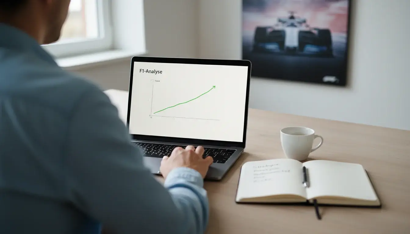 F1 Wettstrategie Datenanalyse am Laptop